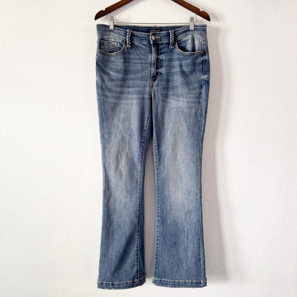 Judy Blue Slim Boot Jeans Stretch Braided Detail Plus Size 13/31 Classic Boho - Picture 2 of 15